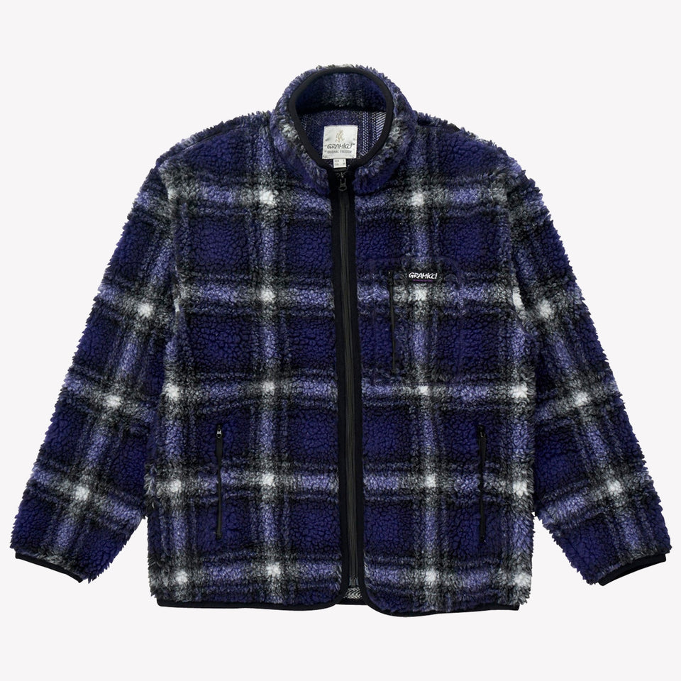 Shadow Plaid Sherpa Jacket Purple