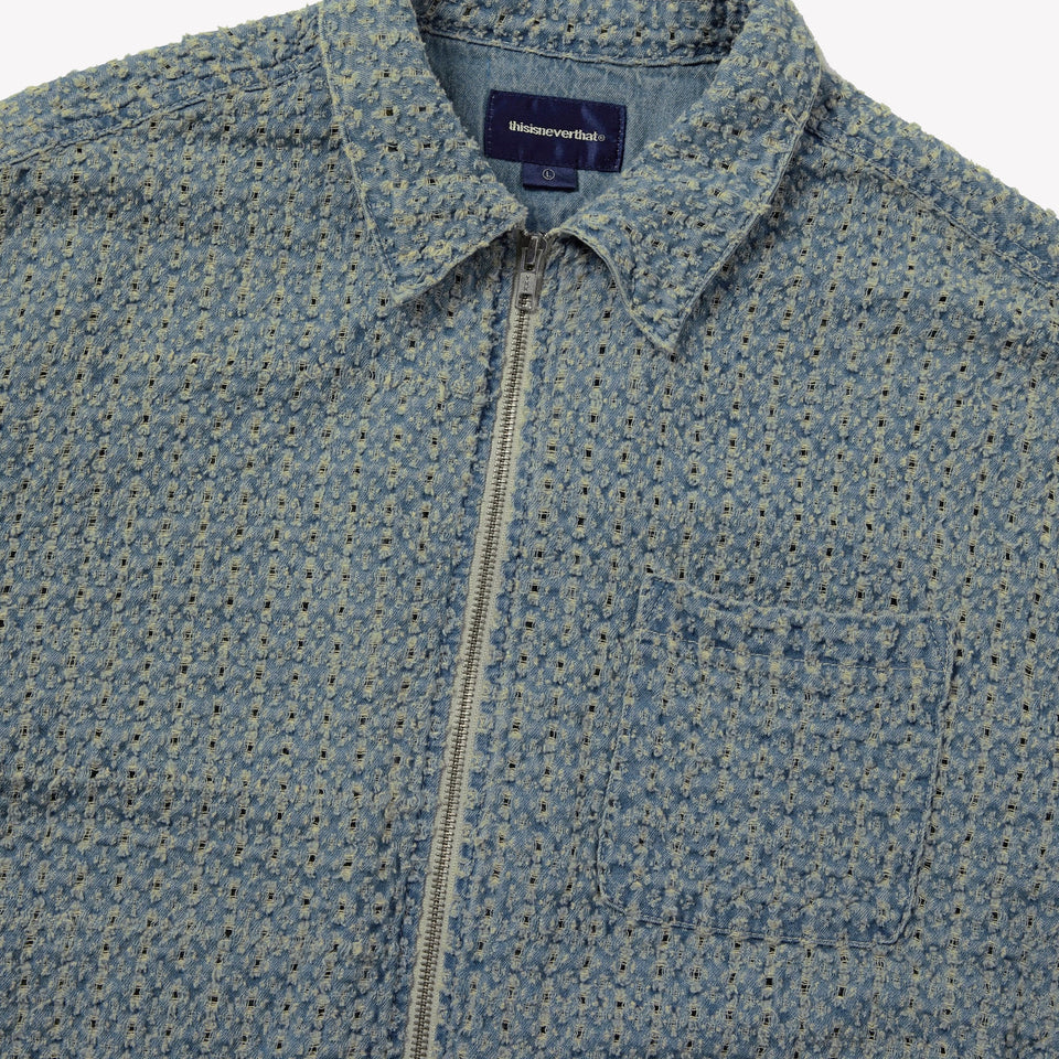 Damaged Denim Shirt Washed Blue