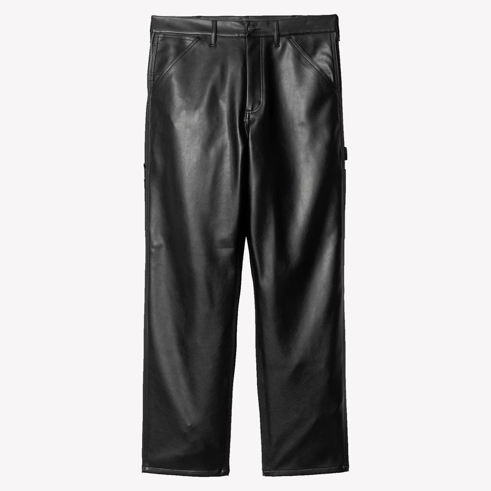 Single Knee Faux Leather Pants