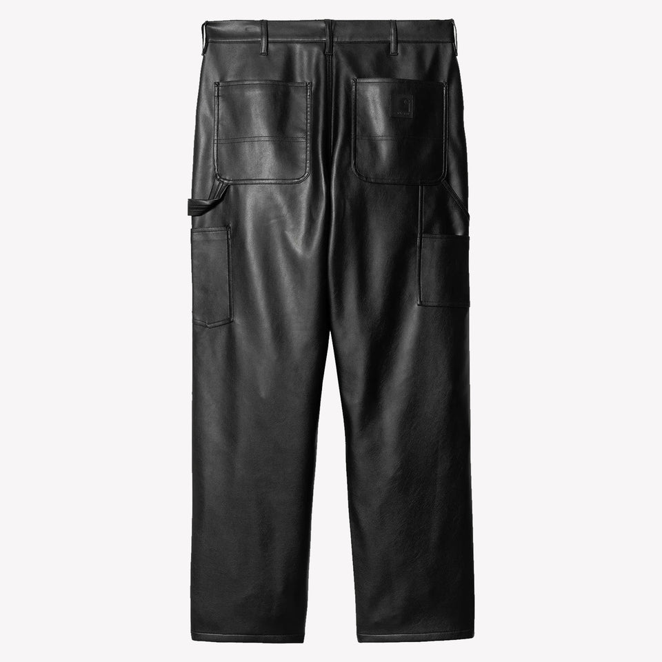 Single Knee Faux Leather Pants