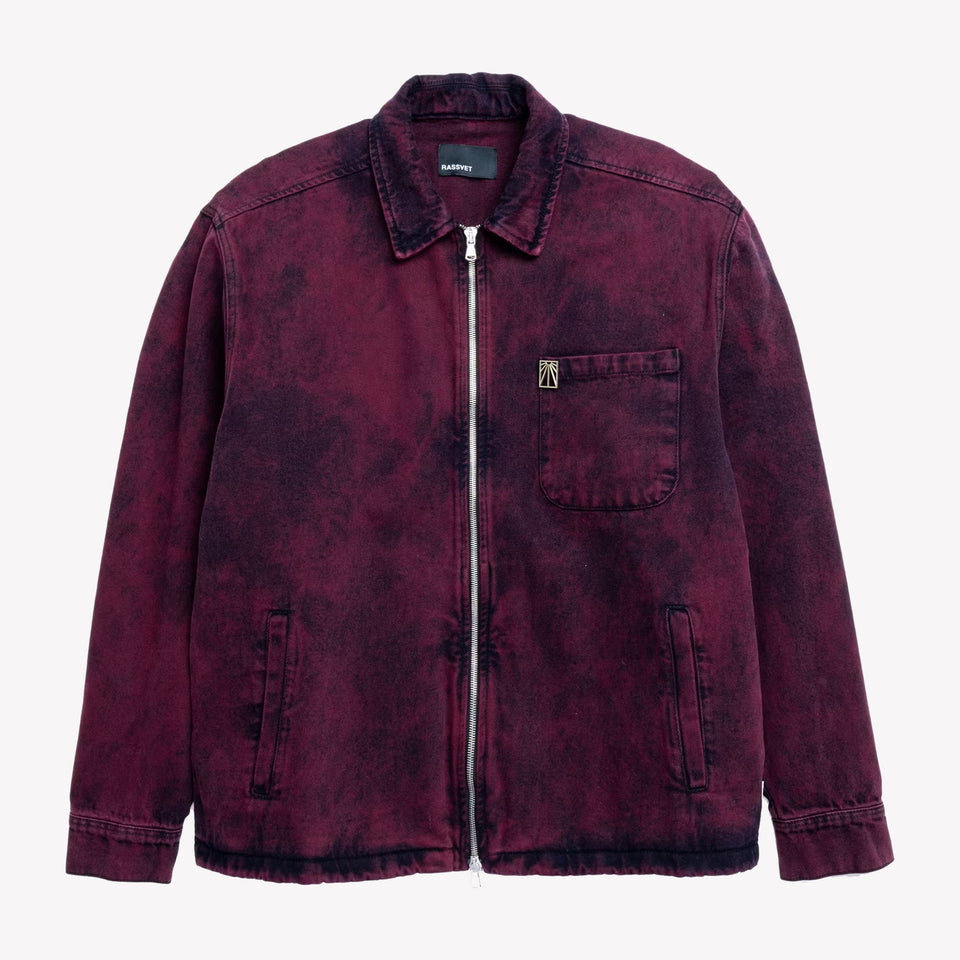 Acid Wash Denim Overshirt Burgundy