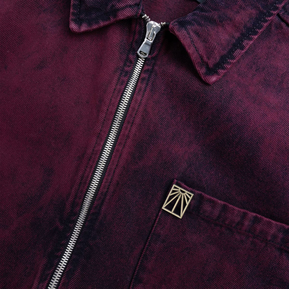 Acid Wash Denim Overshirt Burgundy