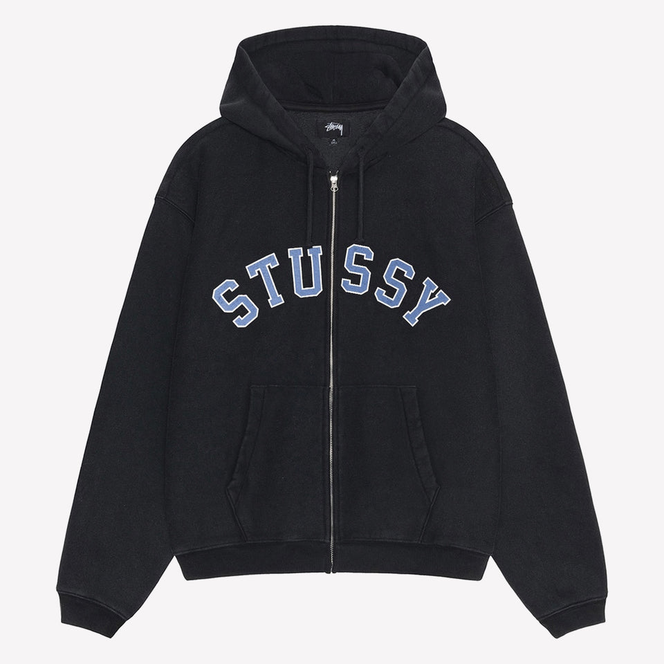 Graphic Zip Hood Washed Black